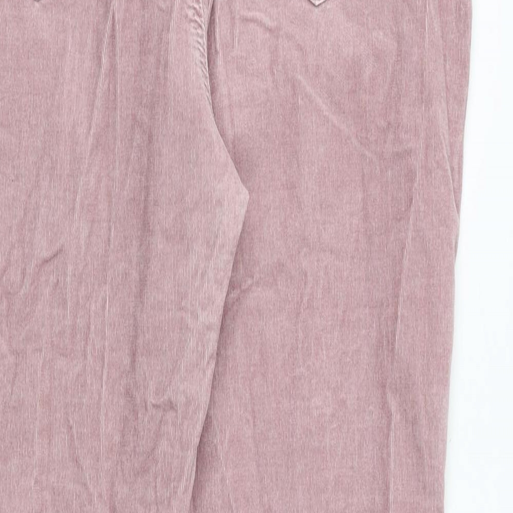 Marks and Spencer Womens Pink Cotton Trousers Size 16 Regular Zip