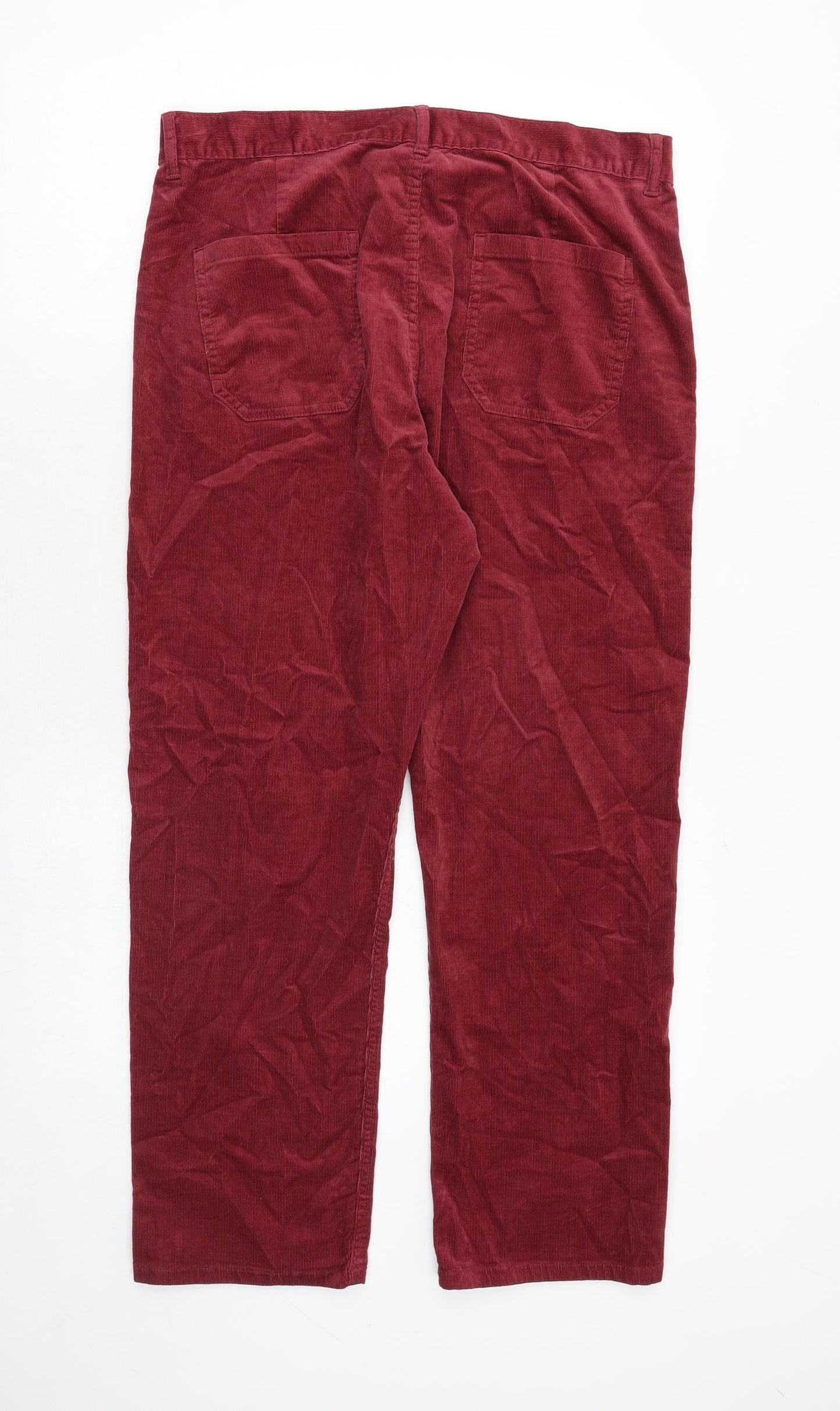 Marks and Spencer Womens Red Cotton Trousers Size 16 Regular Zip