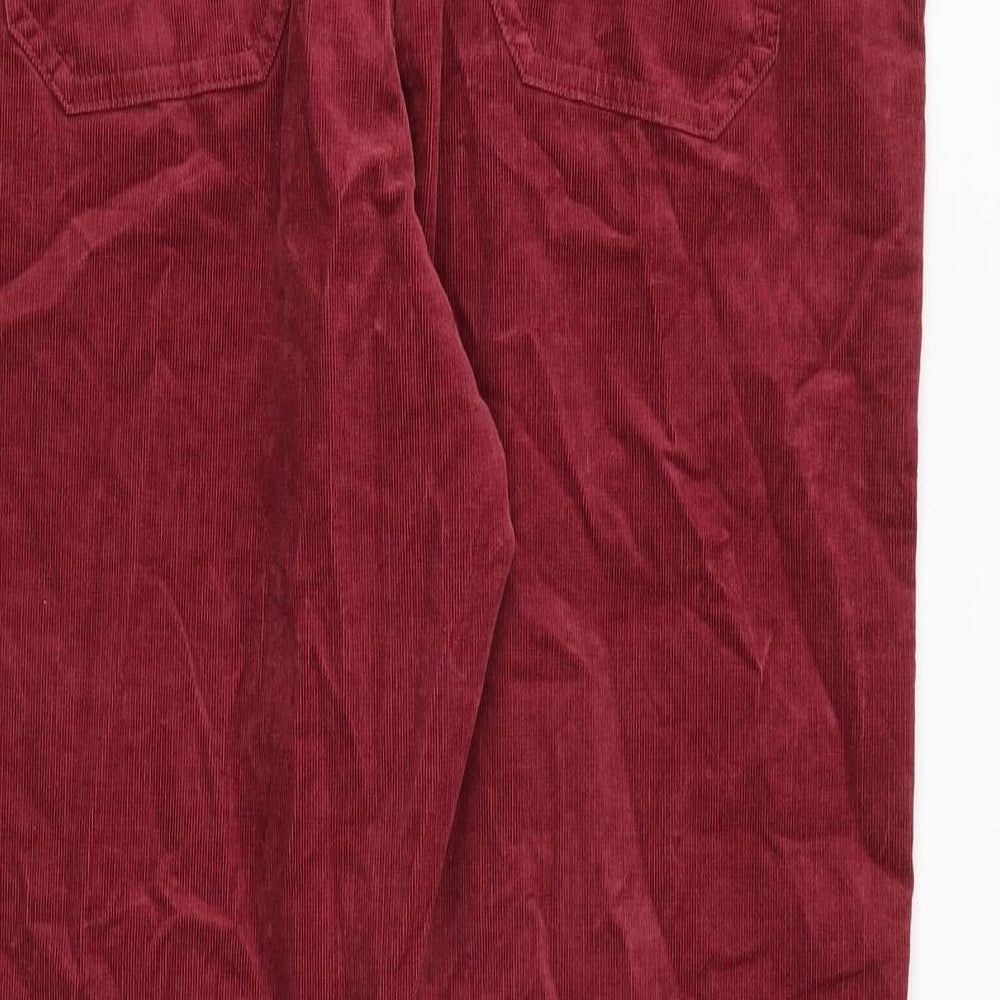 Marks and Spencer Womens Red Cotton Trousers Size 16 Regular Zip