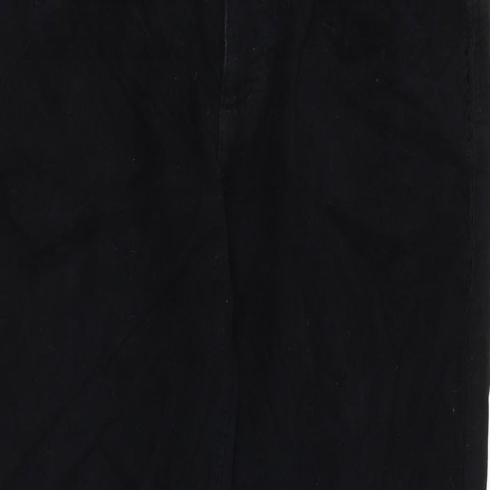 Marks and Spencer Mens Black Polyester Trousers Size 34 in L33 in Regular Zip