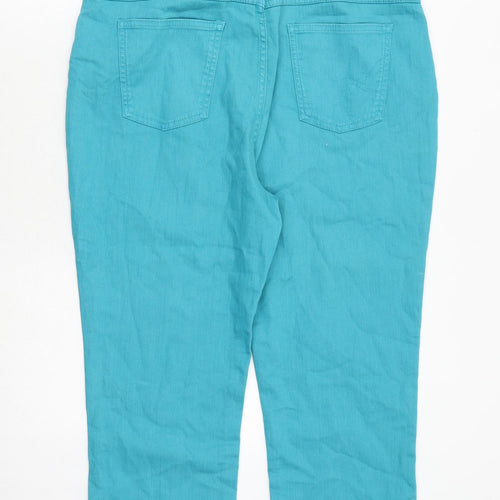 Per Una Womens Blue Cotton Skinny Jeans Size 18 Regular Zip
