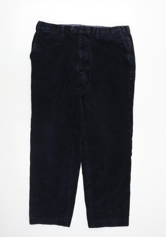 Marks and Spencer Mens Blue Cotton Trousers Size 36 in Regular Zip