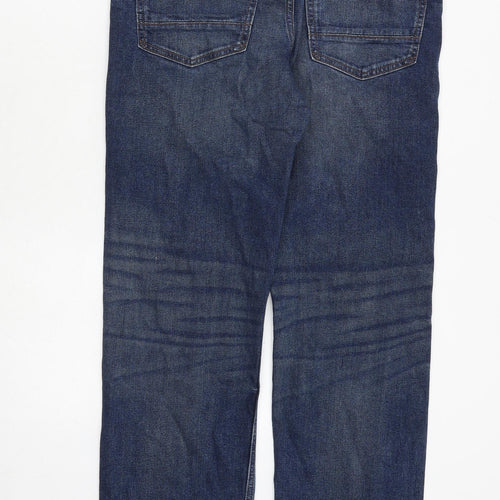 Marks and Spencer Mens Blue Cotton Straight Jeans Size 30 in Regular Zip