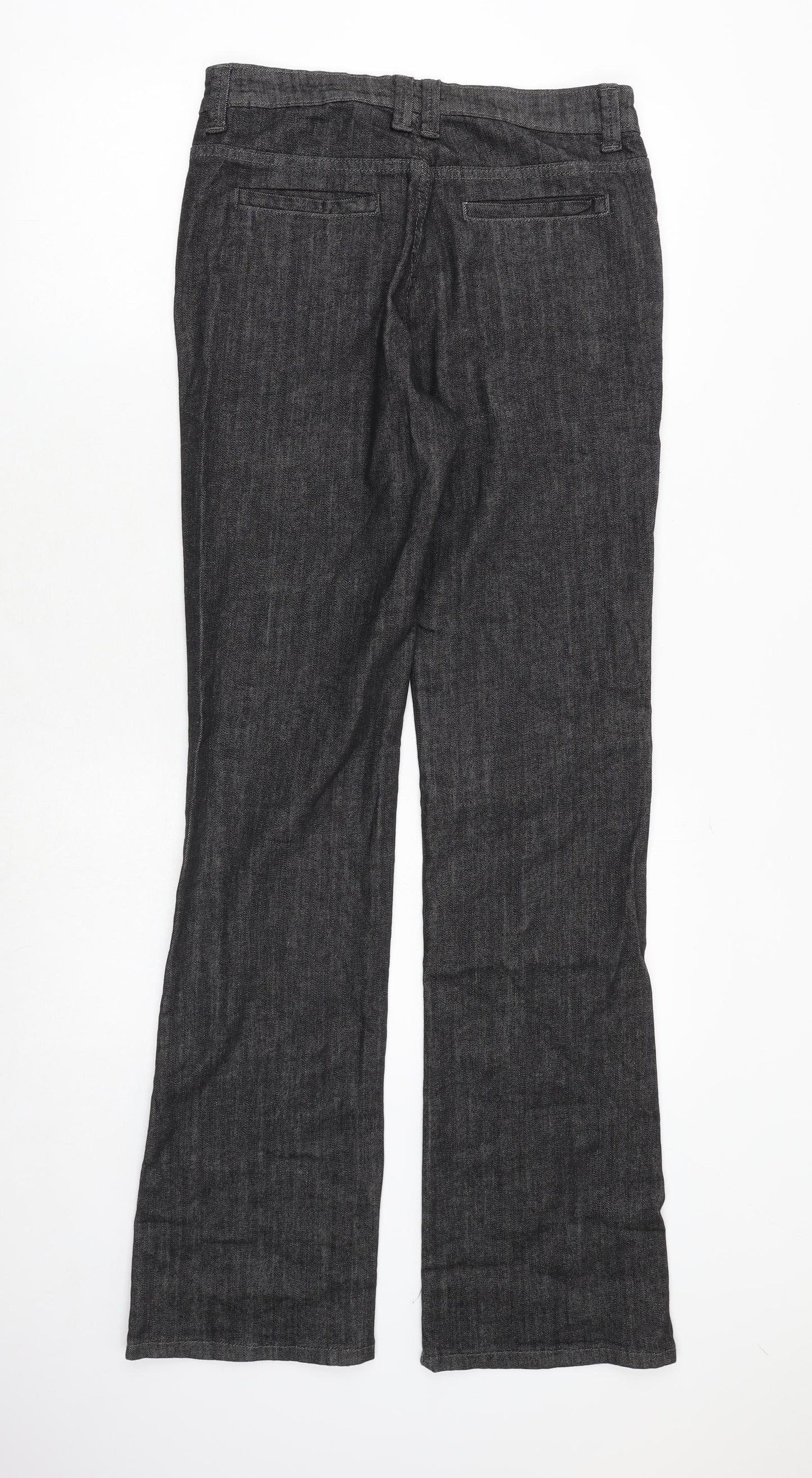 Marks and Spencer Womens Black Cotton Straight Jeans Size 10 Regular Zip