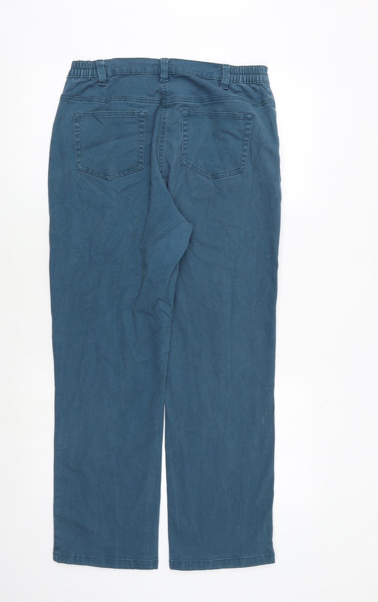 Damart Womens Green Cotton Straight Jeans Size 18 Regular Zip