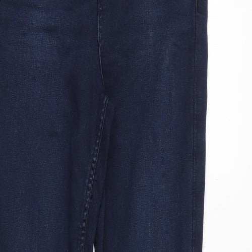 Marks and Spencer Womens Blue Cotton Skinny Jeans Size 8 Regular Zip - Long Leg
