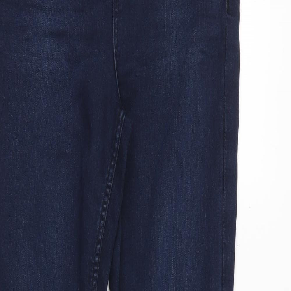 Marks and Spencer Womens Blue Cotton Skinny Jeans Size 8 Regular Zip - Long Leg