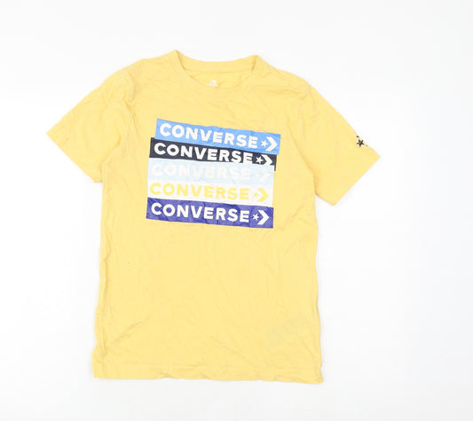 Converse Boys Yellow 100% Cotton Basic T-Shirt Size 10-11 Years Round Neck Pullover