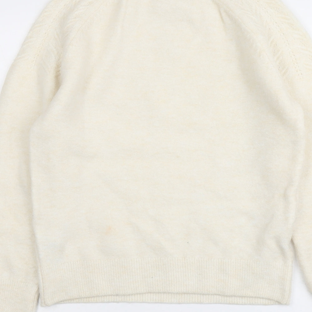 Marks and Spencer Womens Ivory Round Neck Acrylic Pullover Jumper Size XS
