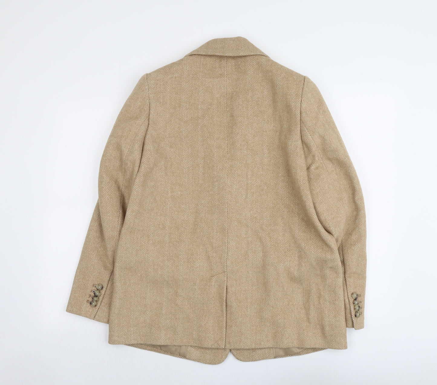 Marks and Spencer Womens Beige Geometric Jacket Blazer Size 12 Button