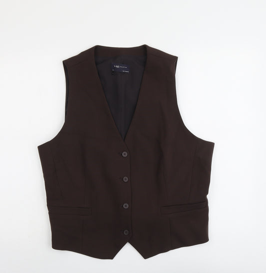 Marks and Spencer Womens Brown Polyester Jacket Suit Waistcoat Size 20