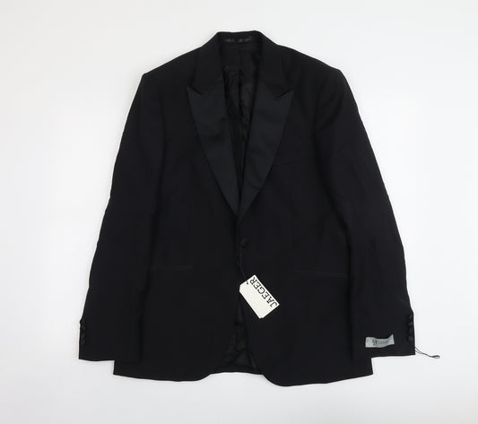 Jaeger Mens Black Wool Tuxedo Suit Jacket Size 40 Regular