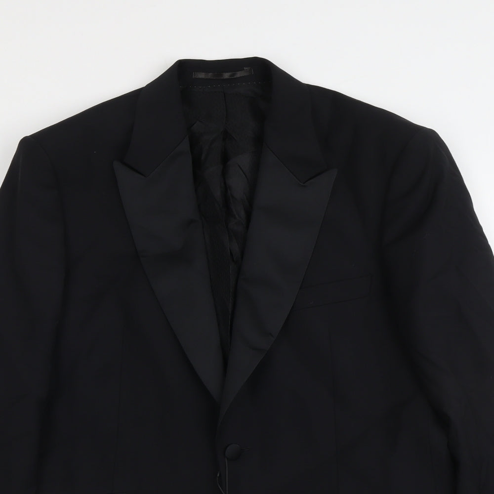 Jaeger Mens Black Wool Tuxedo Suit Jacket Size 40 Regular