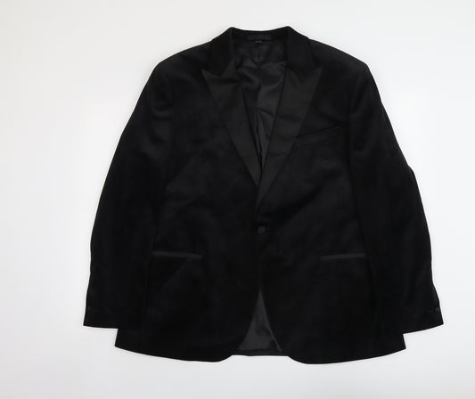 Marks and Spencer Mens Black Polyester Tuxedo Suit Jacket Size 46 Regular