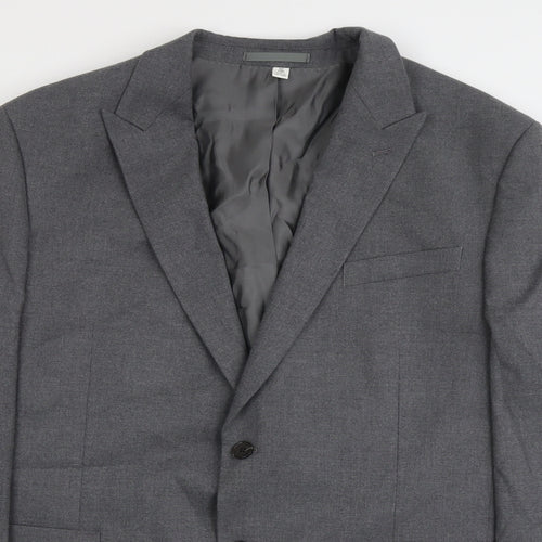 Marks and Spencer Mens Grey Polyacrylate Fibre Jacket Suit Jacket Size 44 Regular