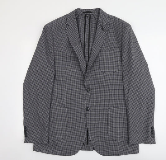 Marks and Spencer Mens Blue Geometric Polyester Jacket Suit Jacket Size 42 Regular