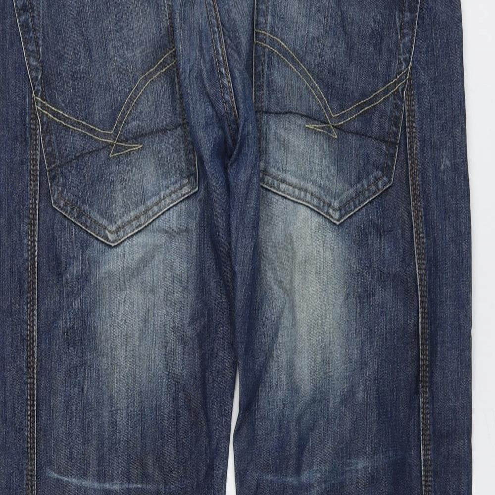 Firetrap Mens Blue Cotton Straight Jeans Size 34 in L30 in Regular Button