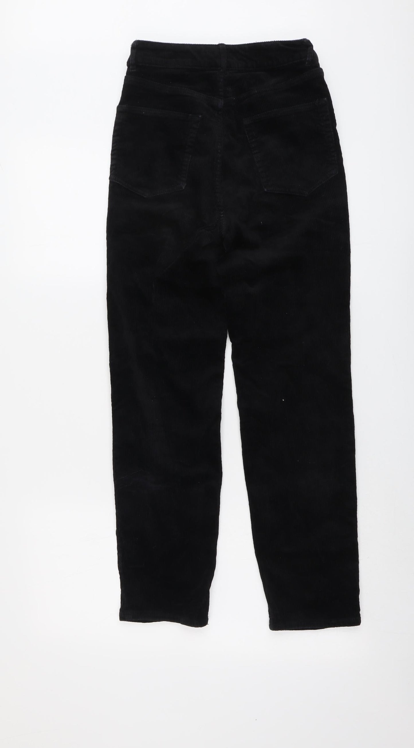 H&M Womens Black Cotton Trousers Size 6 L26 in Regular Button