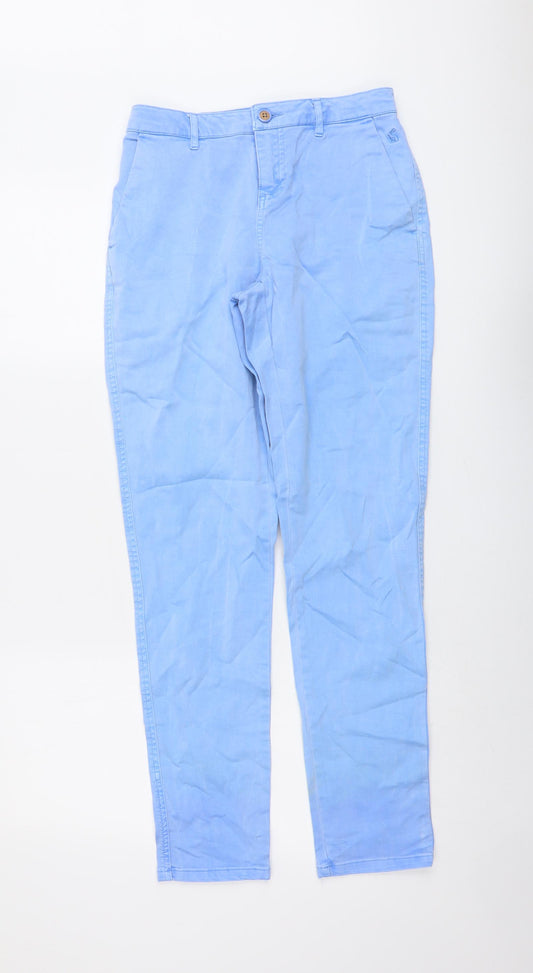 Joules Womens Blue Cotton Chino Trousers Size 8 L30 in Regular Button