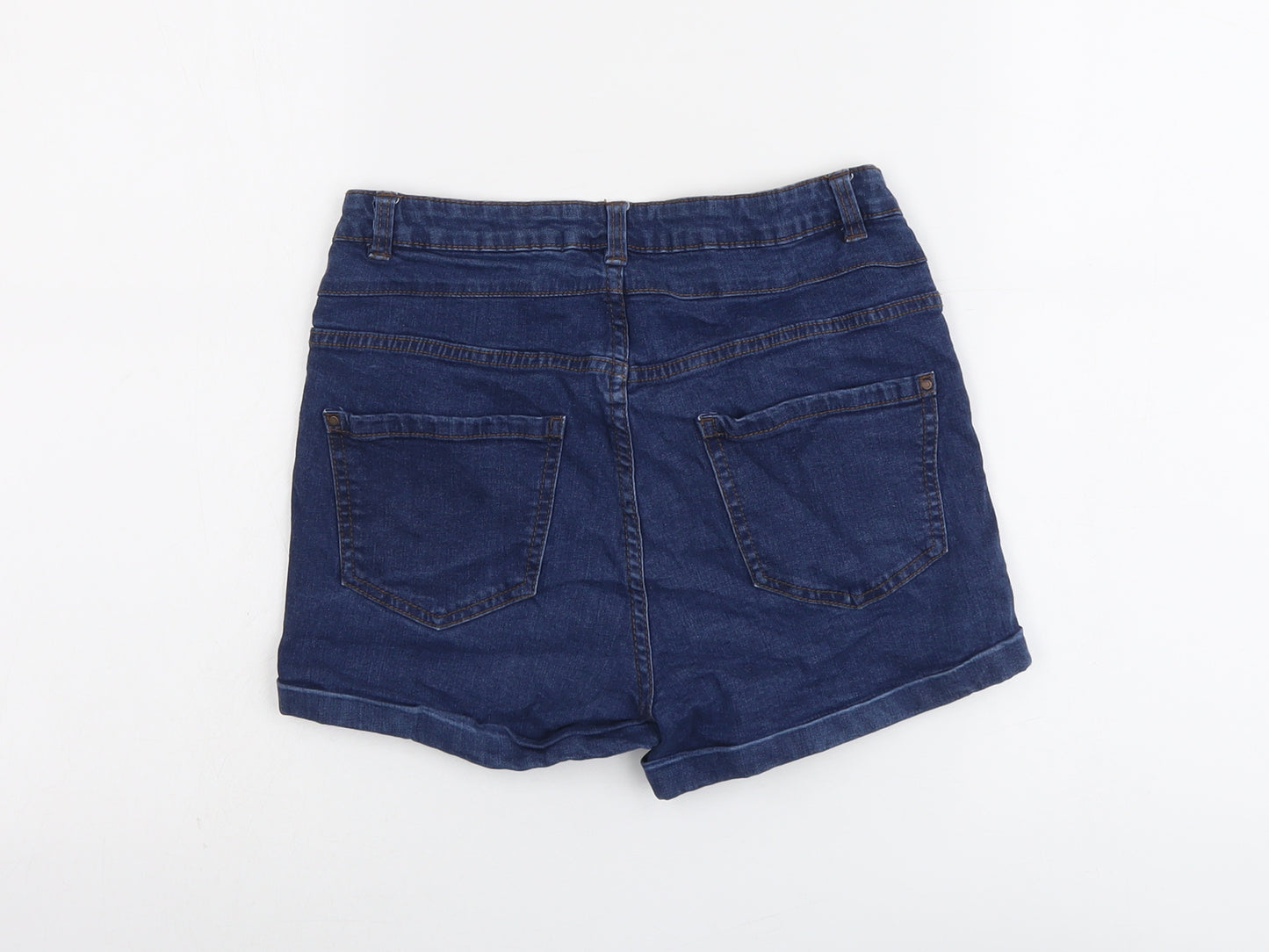 New Look Womens Blue Cotton Hot Pants Shorts Size 10 L3 in Regular Button