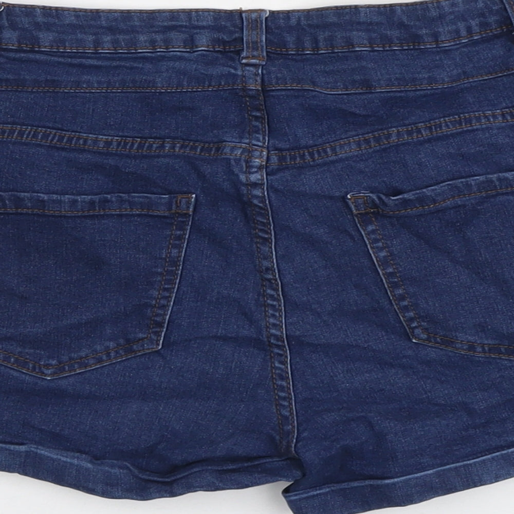 New Look Womens Blue Cotton Hot Pants Shorts Size 10 L3 in Regular Button