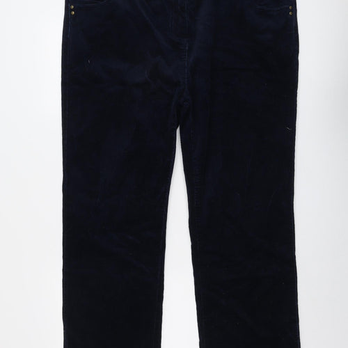 DASH Womens Blue Cotton Trousers Size 22 L28 in Regular Button
