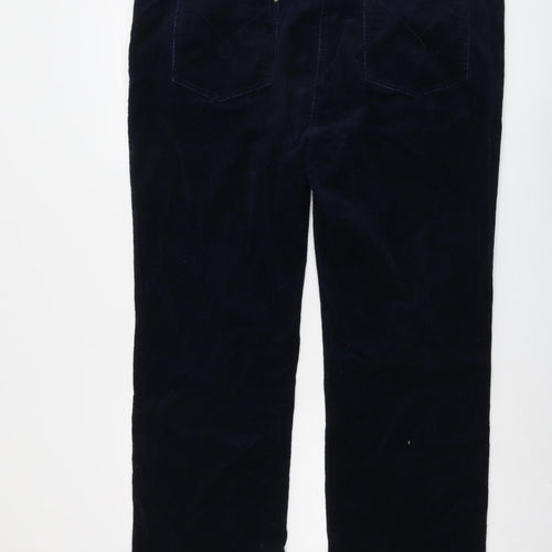 DASH Womens Blue Cotton Trousers Size 22 L28 in Regular Button