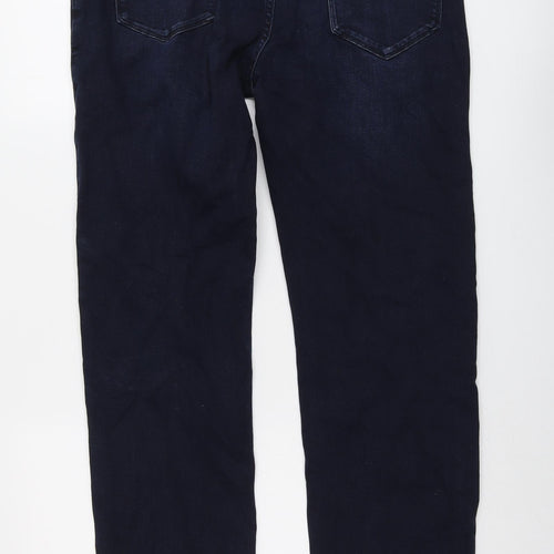 Marks and Spencer Mens Blue Cotton Straight Jeans Size 34 in L32 in Regular Button