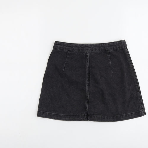 Topshop Womens Grey Cotton Mini Skirt Size 6 Button