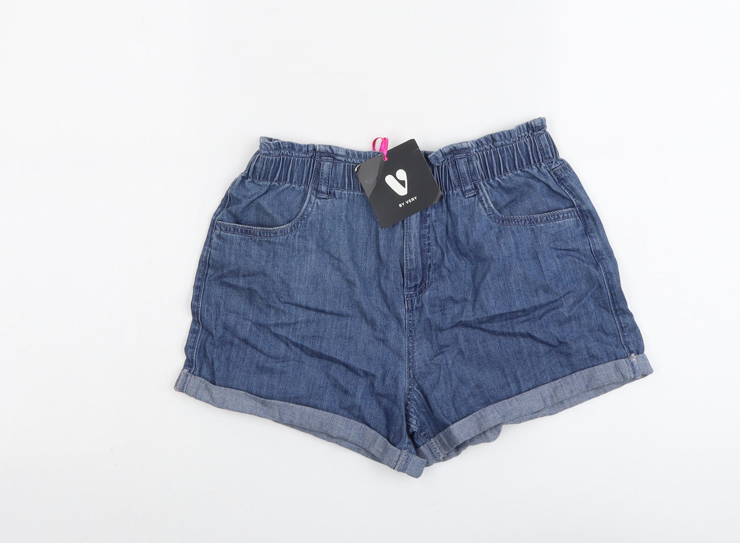 Very Girls Blue Cotton Mom Shorts Size 12 Years Regular Zip