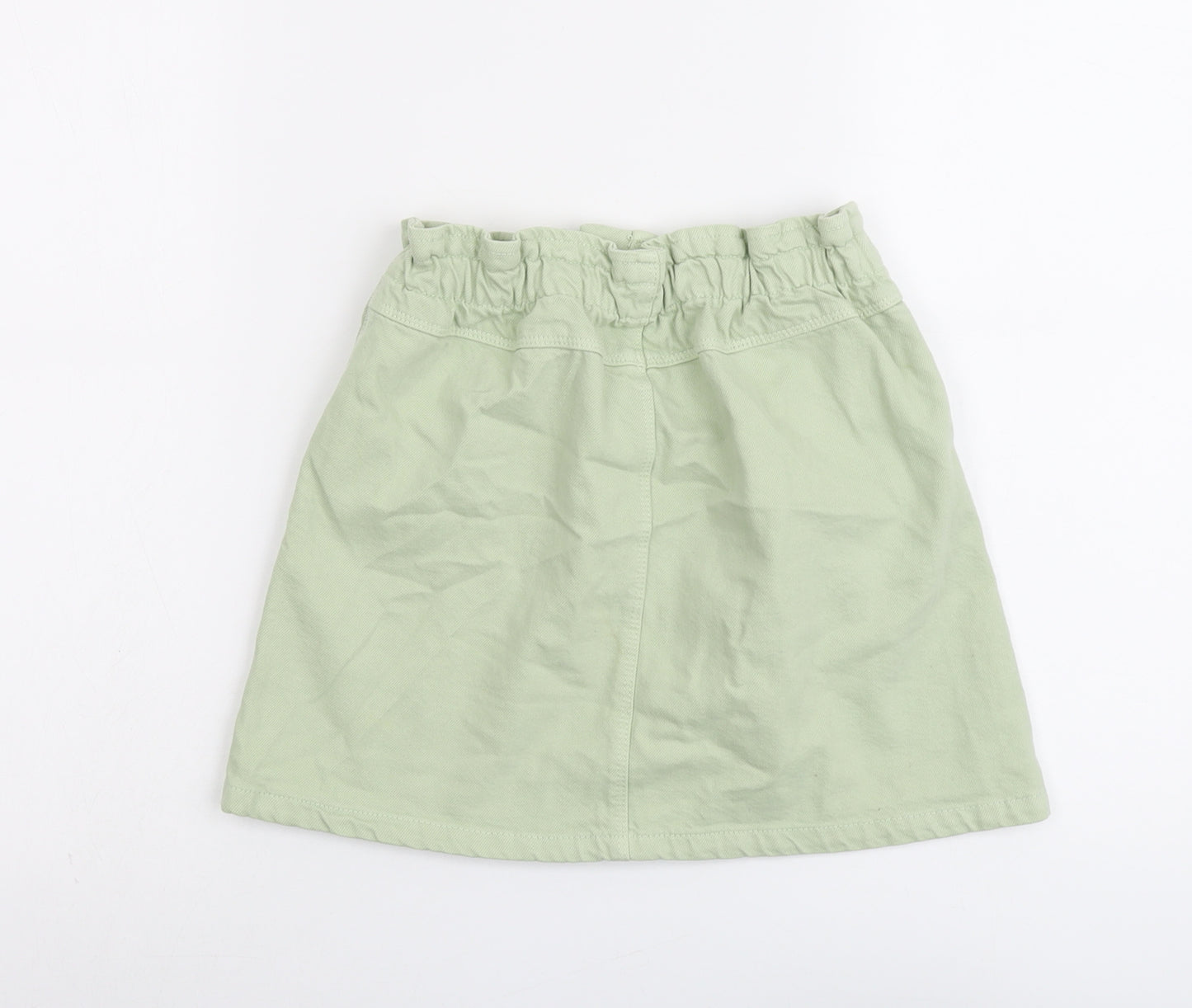 Zara Girls Green Cotton Mini Skirt Size 11-12 Years Regular Button