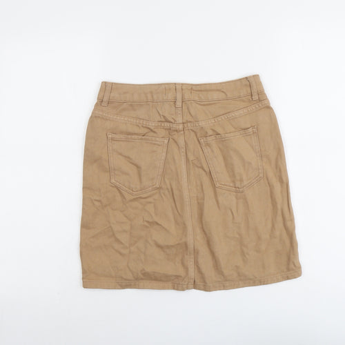 New Look Womens Beige Cotton A-Line Skirt Size 8 Button