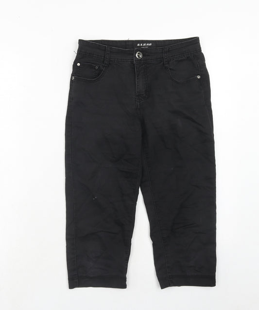 bs jeans Womens Black Cotton Skimmer Shorts Size 8 Regular Zip