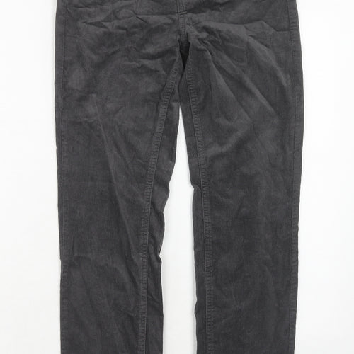 Marks and Spencer Womens Grey Cotton Trousers Size 8 Regular Zip