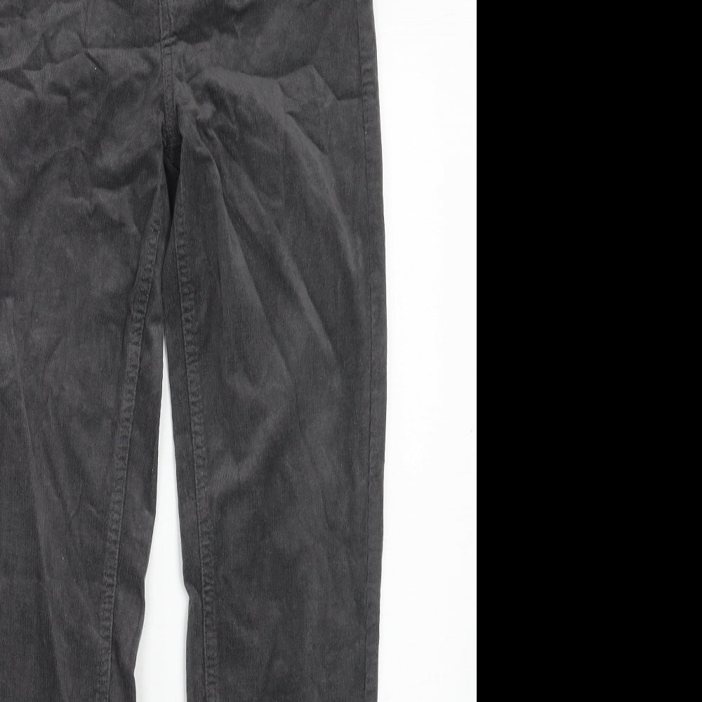 Marks and Spencer Womens Grey Cotton Trousers Size 8 Regular Zip
