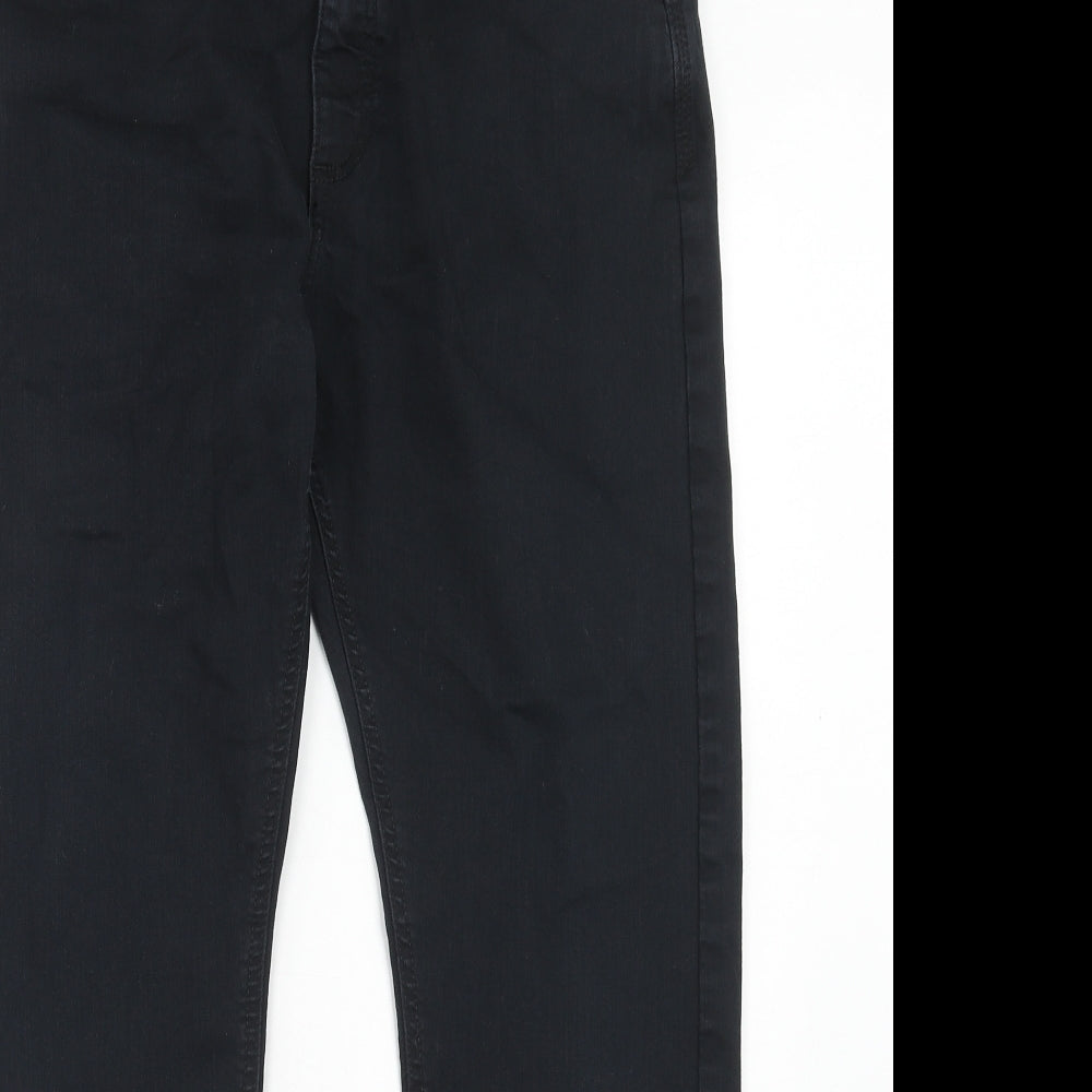 Marks and Spencer Mens Black Cotton Skinny Jeans Size 34 in L29 in Slim Zip