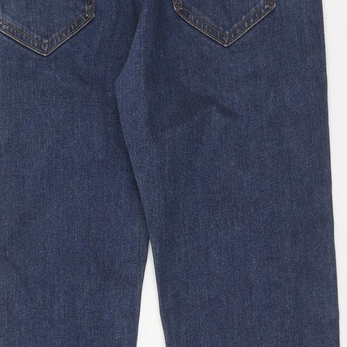 Marks and Spencer Mens Blue Cotton Straight Jeans Size 34 in L27 in Regular Zip