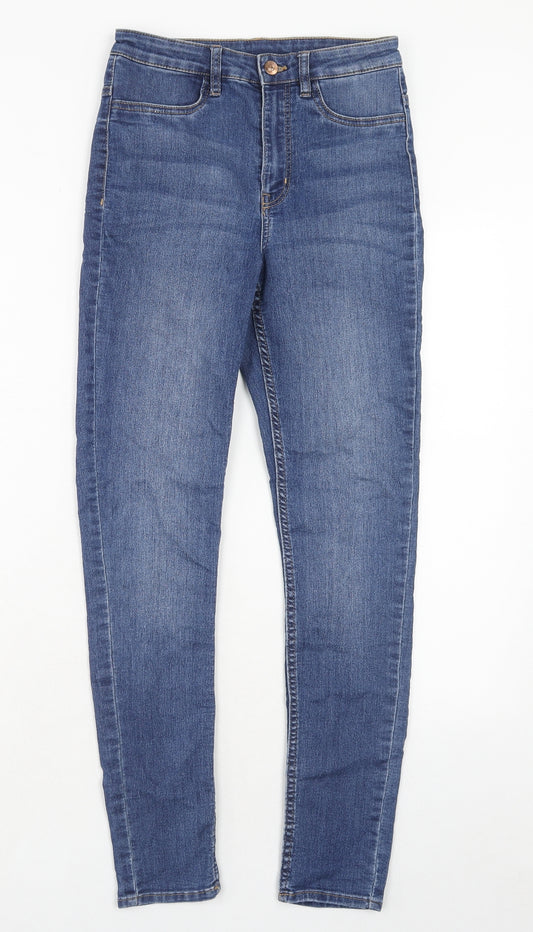 H7m Womens Blue Cotton Skinny Jeans Size 8 Regular Zip