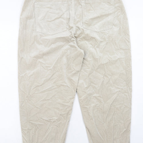Per Una Womens Beige Cotton Carrot Trousers Size 18 Regular Zip