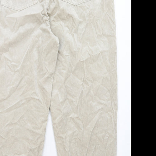 Per Una Womens Beige Cotton Carrot Trousers Size 18 Regular Zip