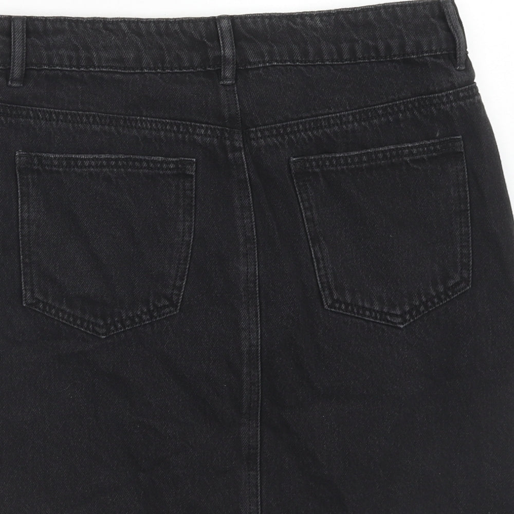 NEXT Womens Black Cotton A-Line Skirt Size 8 Zip