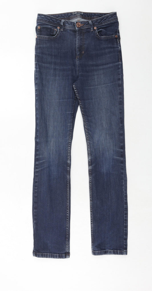 Marks and Spencer Womens Blue Cotton Skinny Jeans Size 8 Slim Zip