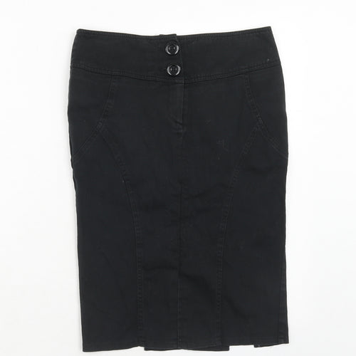 Jane Norman Womens Black Cotton A-Line Skirt Size 8 Zip