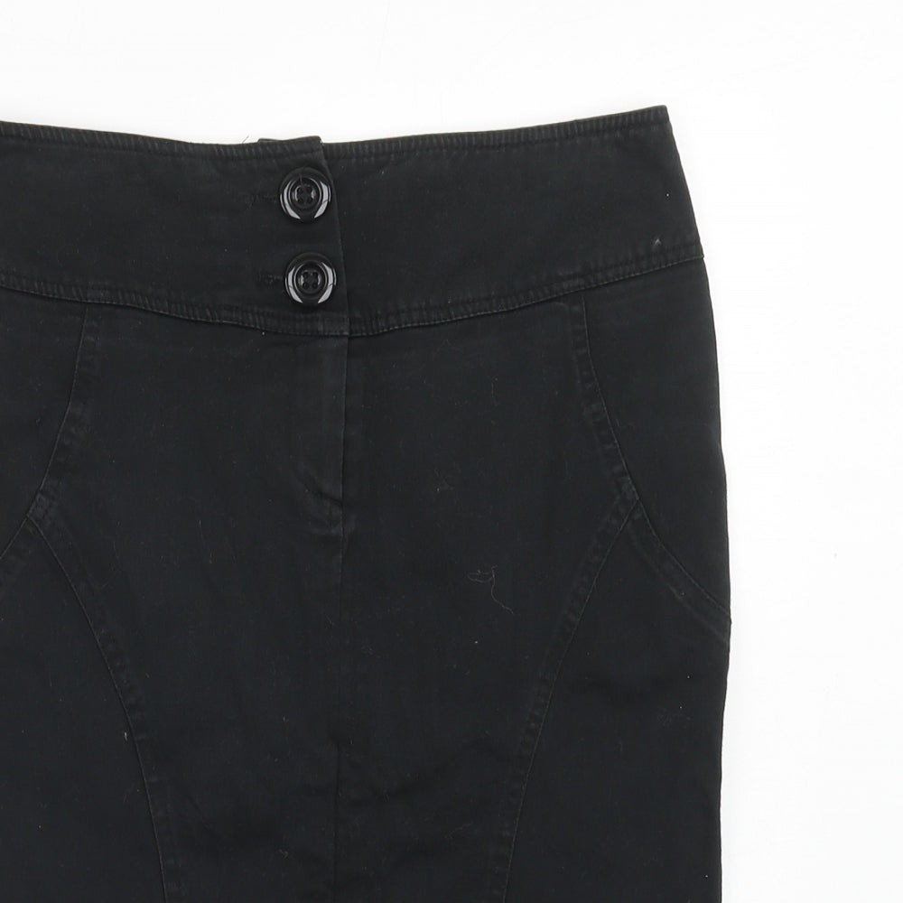 Jane Norman Womens Black Cotton A-Line Skirt Size 8 Zip
