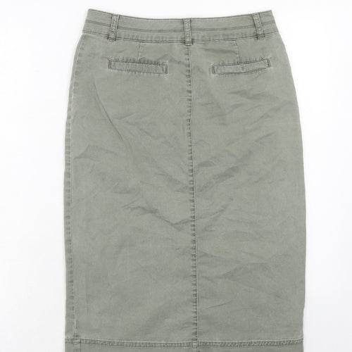 Monsoon Womens Green Cotton Cargo Skirt Size 8 Hook & Eye