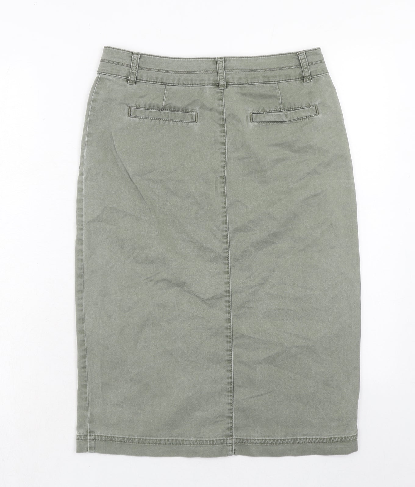 Monsoon Womens Green Cotton Cargo Skirt Size 8 Hook & Eye