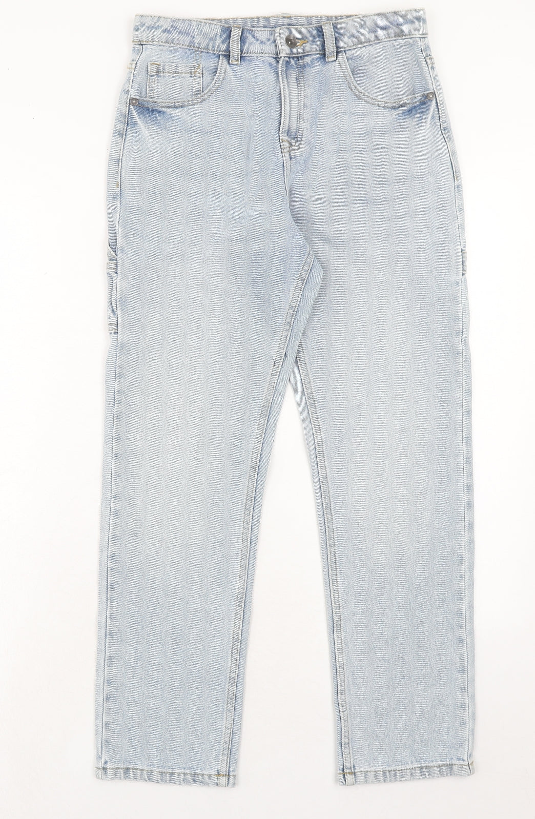 Marks and Spencer Girls Blue Cotton Straight Jeans Size 12-13 Years Regular Zip