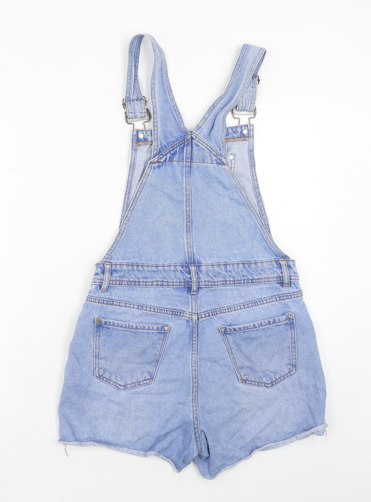 New Look Girls Blue Cotton Dungaree One-Piece Size 13 Years Button - Distressed