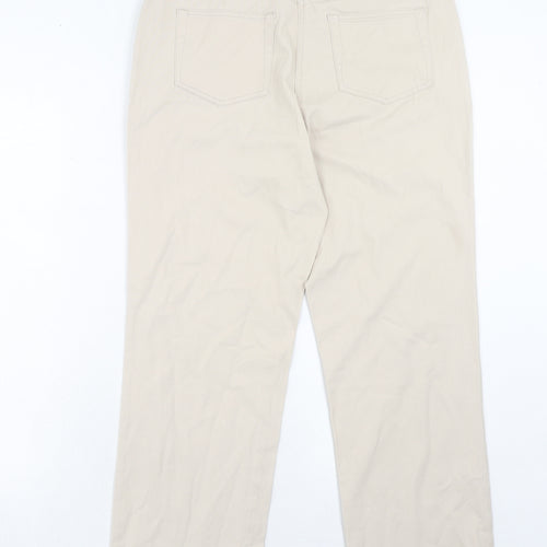 Damart Womens Beige Cotton Straight Jeans Size 12 Regular Zip