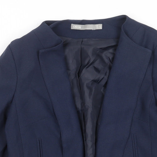 ASOS Womens Blue Polyester Jacket Blazer Size 12 - Open